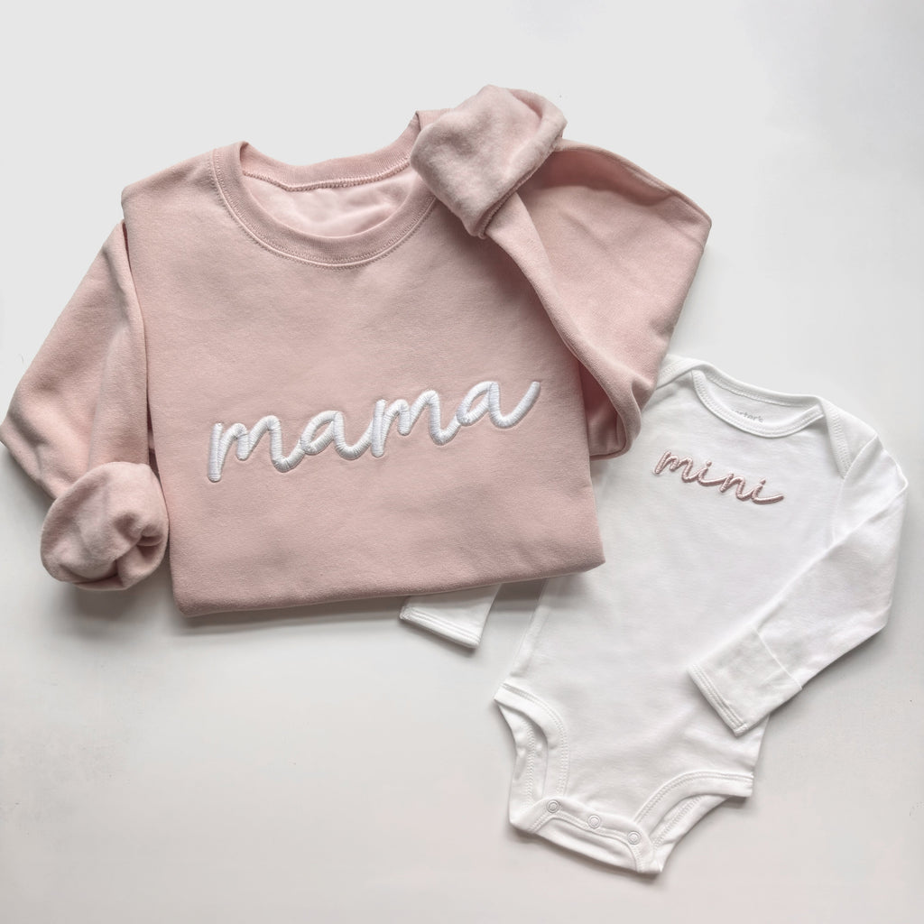 3D Puff Embroidered Mama & Mini Matching Set